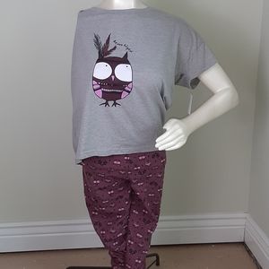 2 piece purple owl legging pajama set